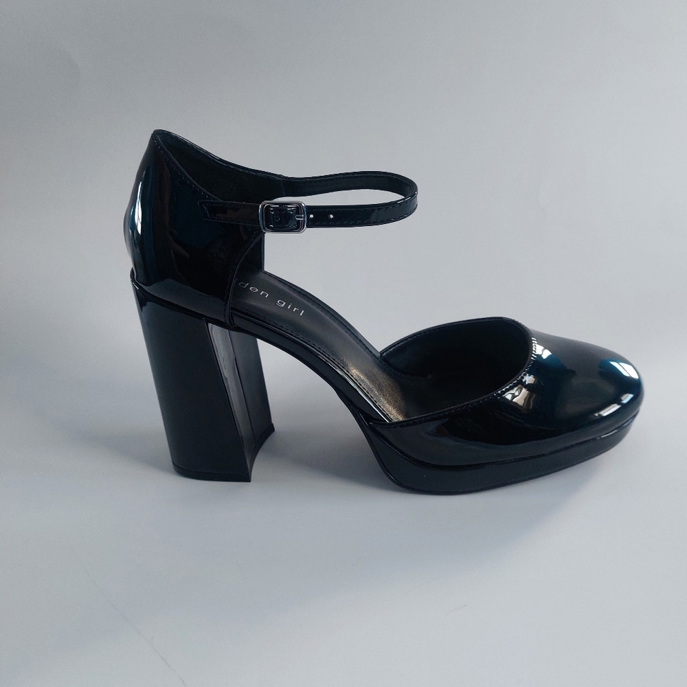 Madden girl unaa black patent leather platform heels size 10M
